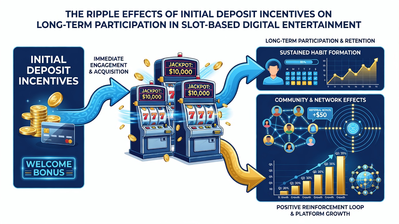 Diagram illustrating data flows from initial deposits through extended user activity in online slot systems